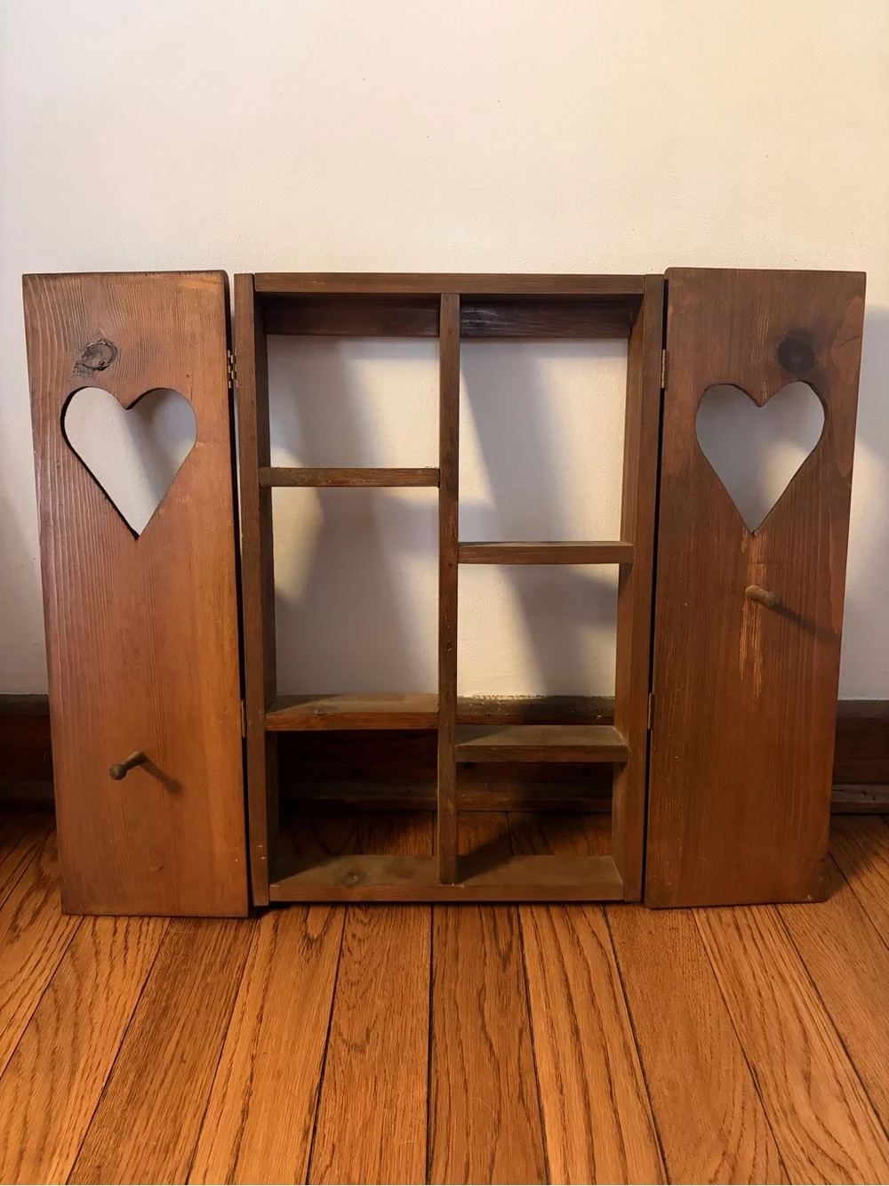 Wooden Folding Shelf with Heart Cutouts